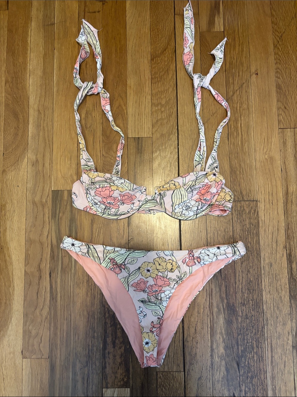 Dippin' Daisy's Pastel Floral Bikini in Pink, Yellow, White